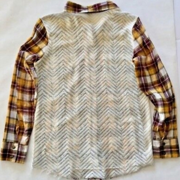 Gimmicks Vintage Western Yellow Plaid Back Chevron Lace button Down Shirt Size M - Picture 6 of 9